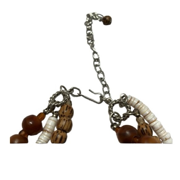 RJ Graziano MOP Pendant Necklace with 3 Strand Beaded Chains. Pre Owned. - Picture 4 of 6